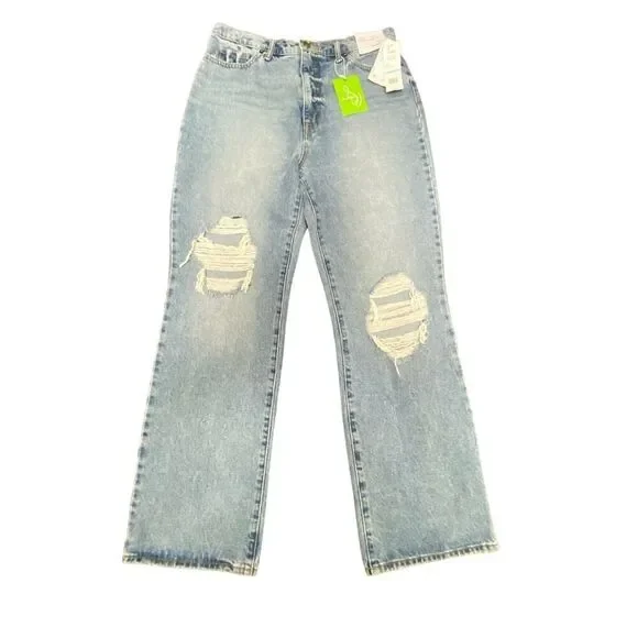 Sam Edelman YARO High Rise 90's Pinched Waist Jeans Distressed Denim Size 31 - Picture 4 of 11